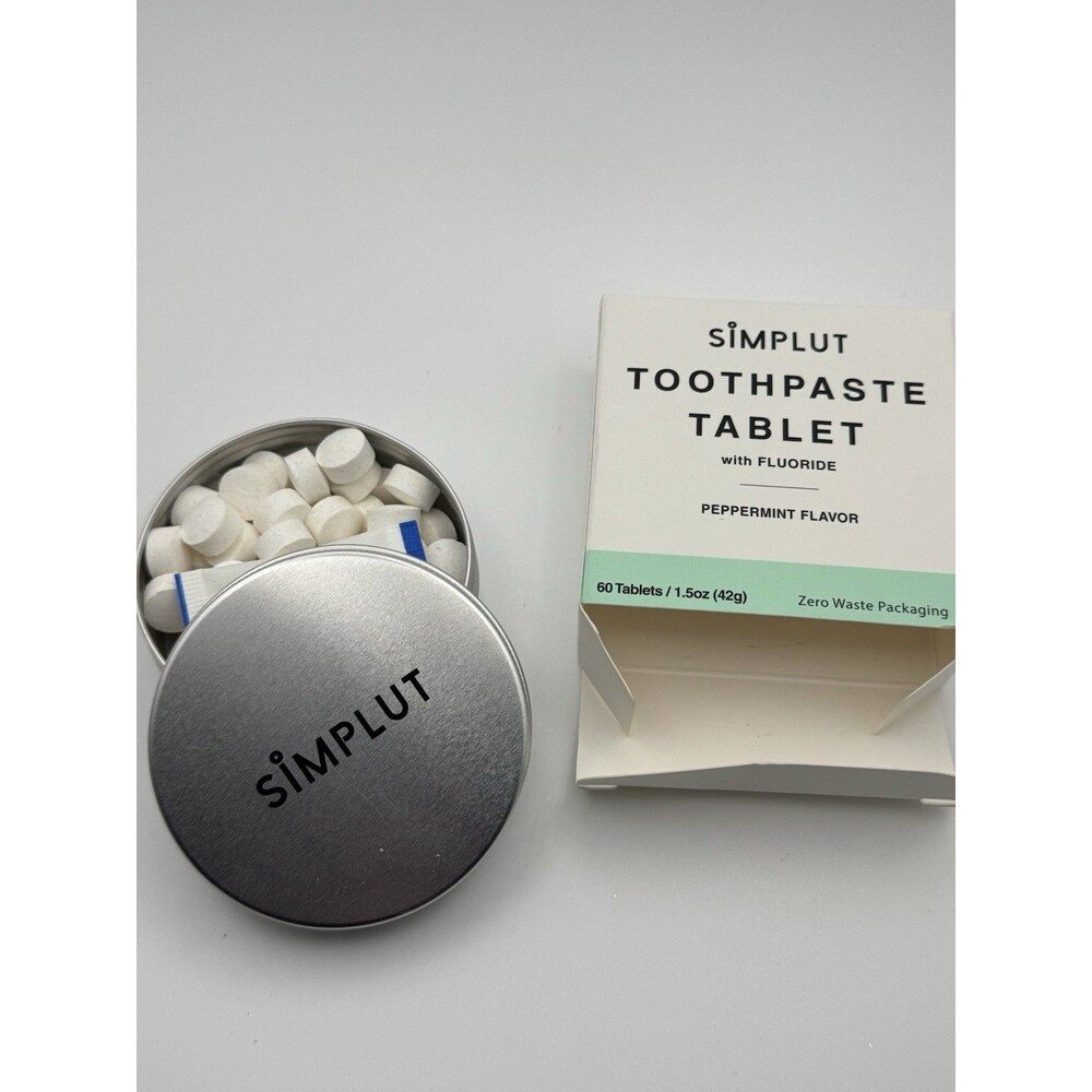 Simplut Toothpaste Tablets Peppermint 60ct Tin 4 boxes